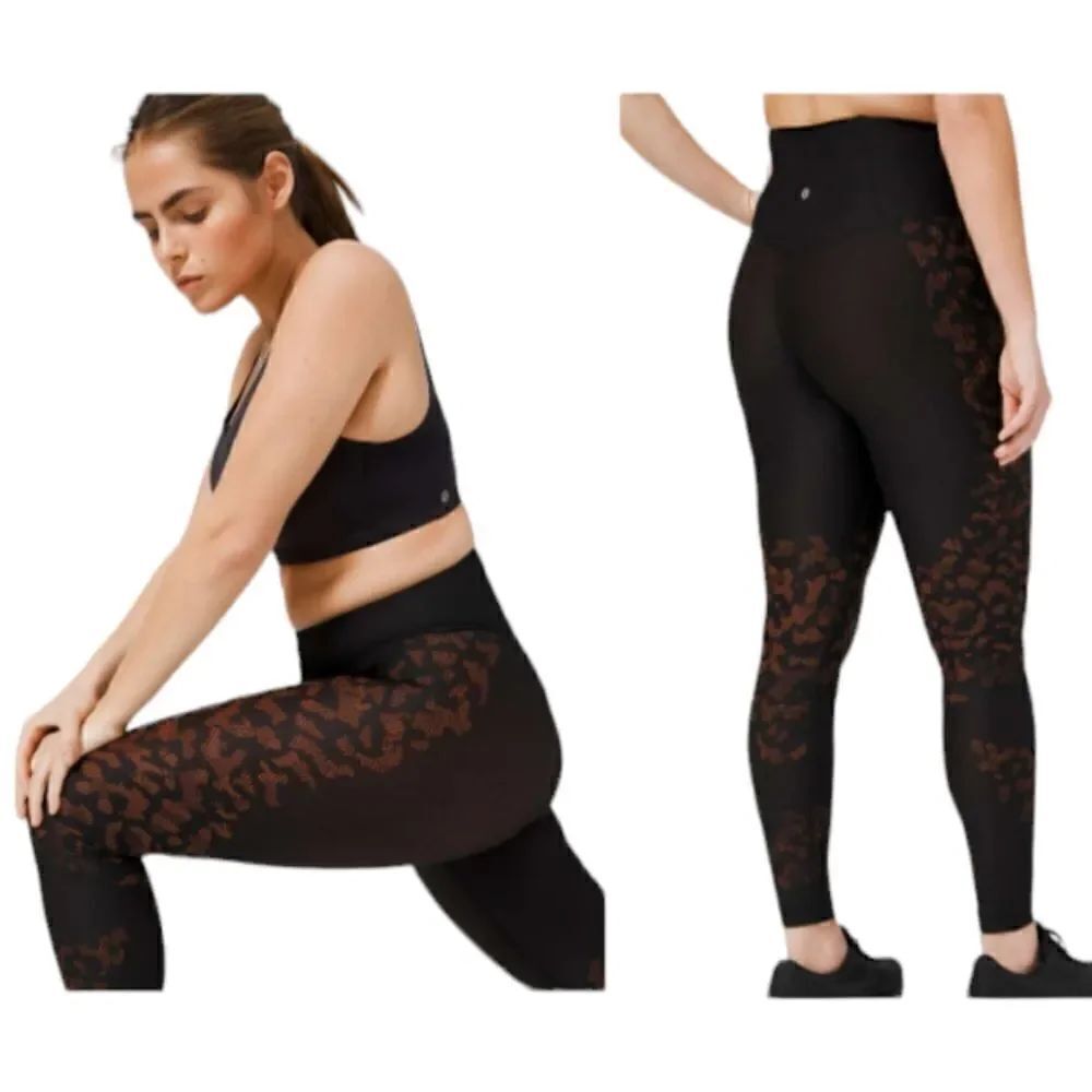 Lululemon Mapped Out High Rise Tight Black Brick Orange patterned leggings 2